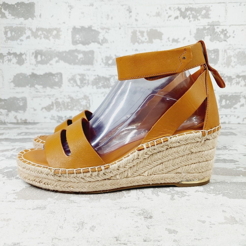 NEW Franco Sarto Callia Cuoio Leather Espadrille Wedge Heels C734